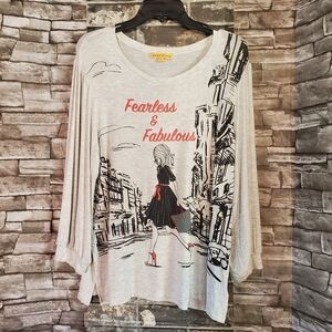 Mesh & Lace Fearless & Fabulous Blouse Pullover Puff Sleeves Studded Size Large